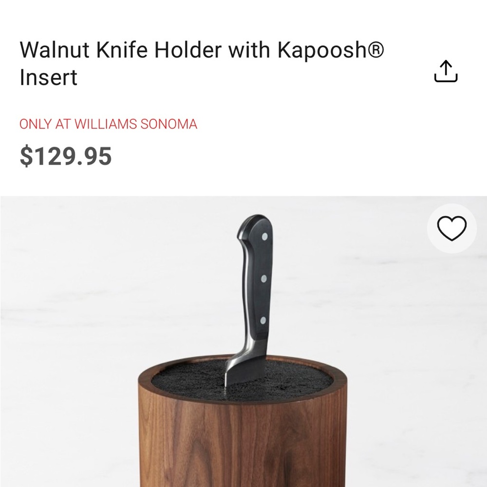 Crate and Barrell knife holder w kapoosh insert. Brand new. Holds multiple.